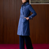 Neve Navy Suede A-line Coat