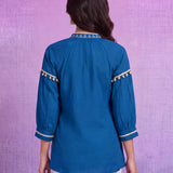 Cotton Blue Embroidered Tunic
