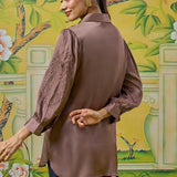Zaria Milk Chocolate Embroidered Shirt