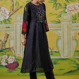 Vanya Black Embroidered Panelled Kurta Set