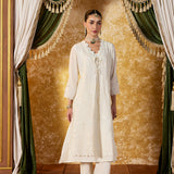 Aaliya Snow White Embroidered Suit Set