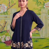 Nooraya Berry Navy Embroidered Co-ord Set