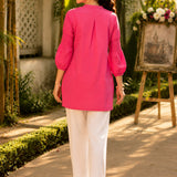 Women's Embroidered Button-Front Tunic Shirt