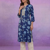 Royal Blue All Over Printed Cotton Kurta