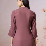 Thread Embroidered Crepe Kurti