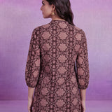 Wine Georgette Sequin Embellished Printed Tunic