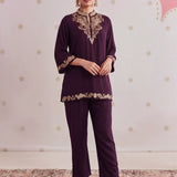 Arzoo Sangaria Purple Embroidered Co-ord Set