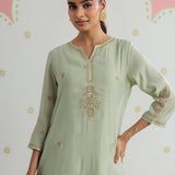 Aafiya Mint Green Embroidered Suit Set