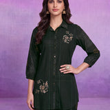 Green Rayon Straight Co-ord Set