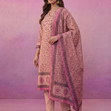 Pink All-Over Placement Printed Straight Suit Set