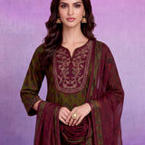 Olive Viscose Straight Kurta Set
