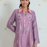 Ishani Rich Mauve Applique Embroidered Co-ord Set
