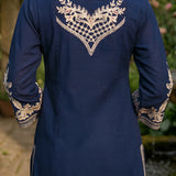 Aarvi Navy Floral Embroidered Suit Set with Dupatta
