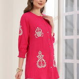 Lucknowi Embroidered Cotton Tunic Shirt