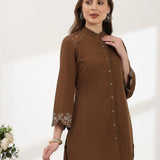 Solid Embroidered Straight Tunic