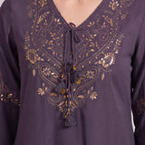 Zareen Damson Purple Embroidered Kurta Set