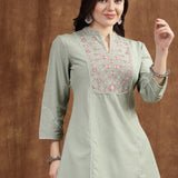 Cotton Linen Embroidered Kurta