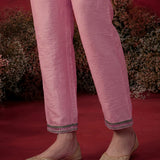 Albeli Baby Pink Embroidered A-line Suit Set with Dupatta