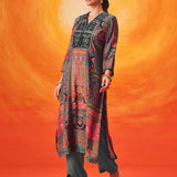 Aarzoo Grey Printed Chanderi Suit Set with Dupatta