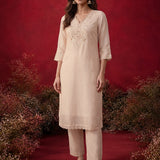 Ivory Embroidered Chanderi Festive Co-Ord Set