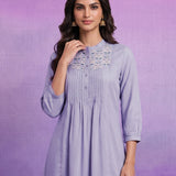 Blue Viscose Rayon Dori Embroidered Co-ord Set
