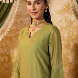 Esha Moss Green Embroidered Suit Set