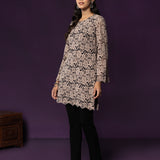 Iriya Black Embellished Net Straight Kurti