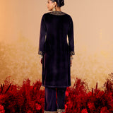 Riddhi Regal Violet Embroidered Velvet Suit Set
