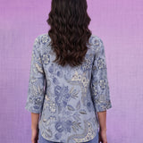 Viscose Rayon Blue Floral Print Kurti