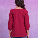 Aisha Red Embroidered Top