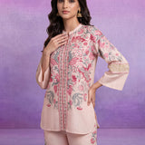 Pink Floral Placement Print Linen Co-ord Set