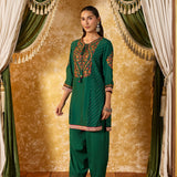 Nysa Emerald Green Embroidered Farshi Suit Set