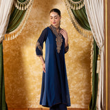 Misha Ombre Blue Embroidered Anarkali Kurta Set