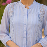 Embroidered Mandarin Collar Georgette Top