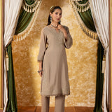 Tanirika Ecru Beige Embroidered Kurta Set