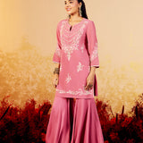 Ira Dazzle Pink Embroidered Sharara Set
