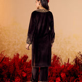 Riddhi Espresso Brown Embroidered Velvet Suit Set