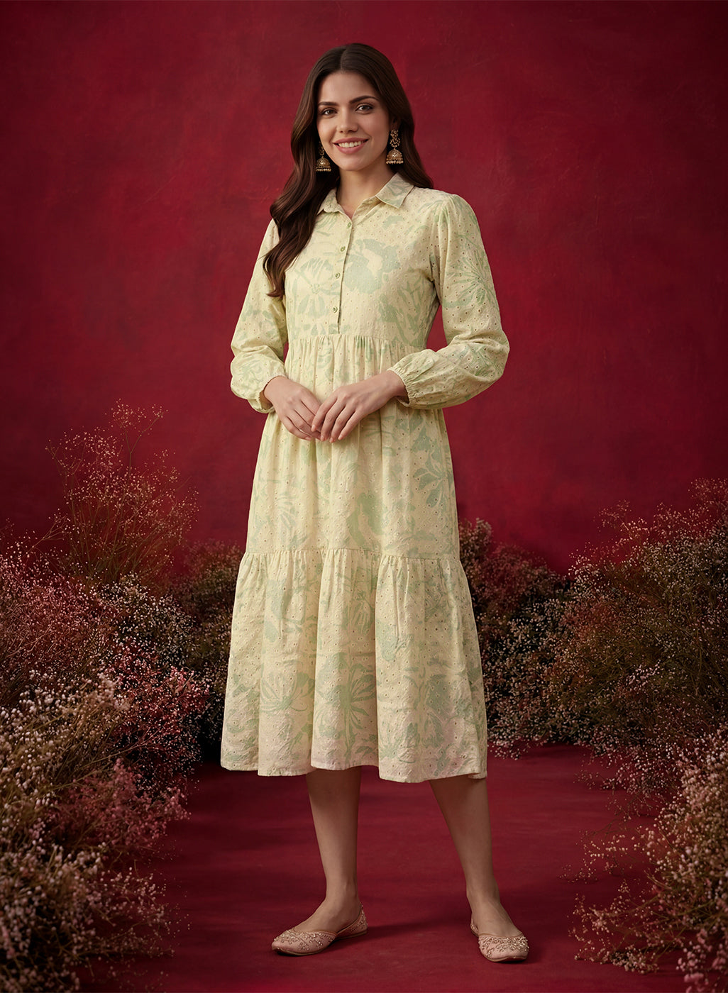 embroidery dresses for ladies Vine Embroidered Midi Dress length skirt 16 Captivating Embroidered Dresses with