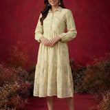 Pakeezah Cream with Green Embroidered Schiffli Indo-western Dress