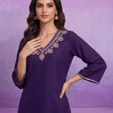 Amaira Purple Embroidered Kurta Set