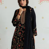 Aafreen Coal Black Aari & Zari Embroidered Panelled Suit Set