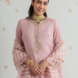 Aafiya Powder Pink Embroidered Suit Set