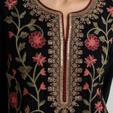 Aafreen Coal Black Aari & Zari Embroidered Panelled Suit Set
