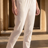 Ivory Poplin Lycra Tapered Essentials Pant