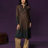 Kavi Olive Printed Fleece Long Kurta