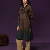Kavi Olive Printed Fleece Long Kurta