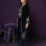 Gulal Blue Embroidered Velvet Suit Set with Banarasi Dupatta