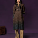 Kavi Olive Printed Fleece Long Kurta