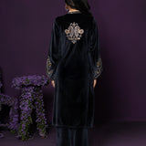 Gulal Blue Embroidered Velvet Suit Set with Banarasi Dupatta