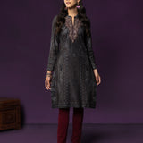 Yami Brown Printed Fleece Long Kurta